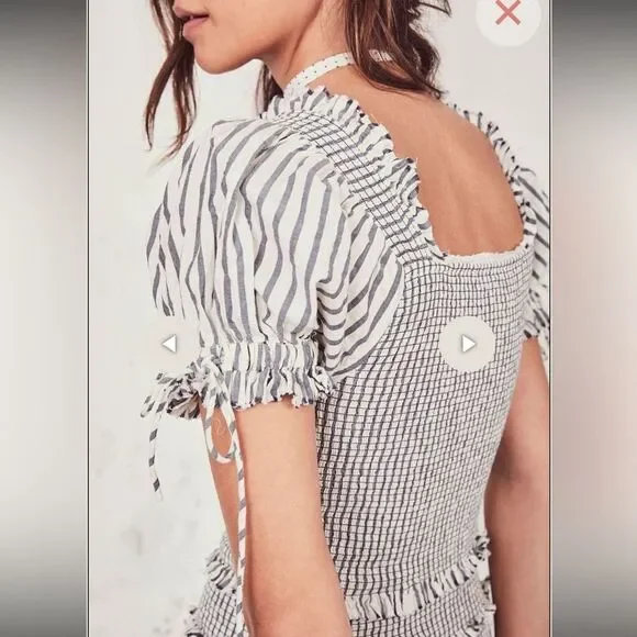 LOVESHACKFANCY THEA DRESS - STRIPE Navy/White Large - Picture 8 of 15